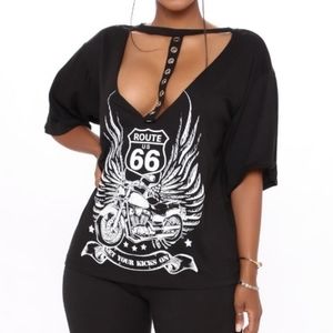 (RUNS VERY BIG) Route 66 Road Tunic Top